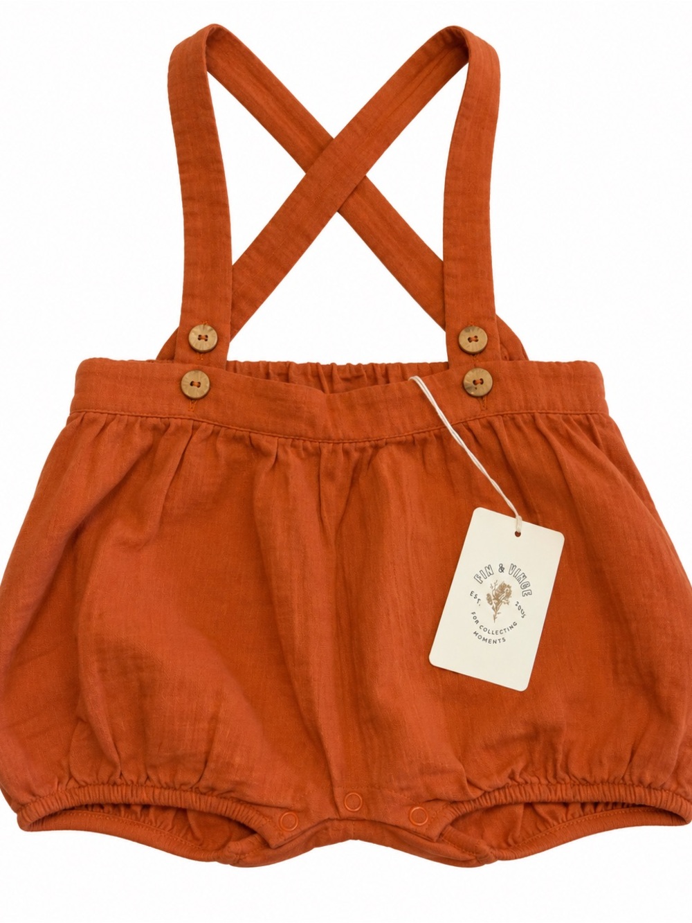 Fin & Vince 2/3 NWT Ginger Organic Cotton Suspender Bubble Romper
